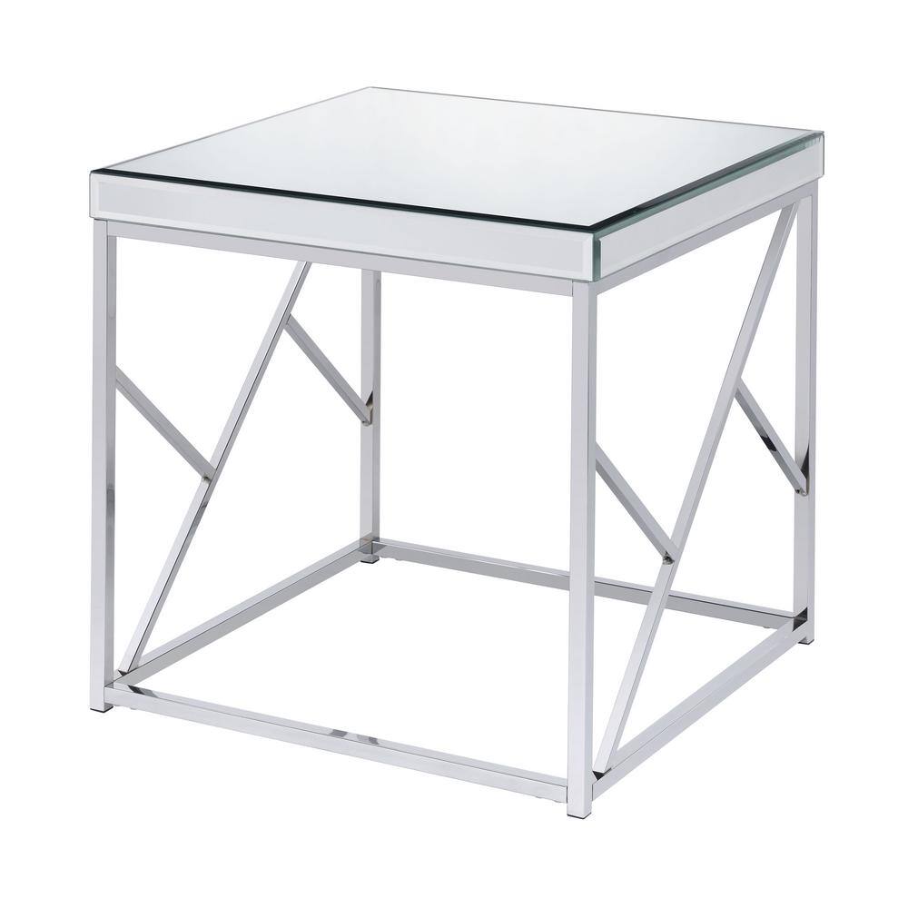 Evelyn 23" Chrome Mirrored Glass Square End Table