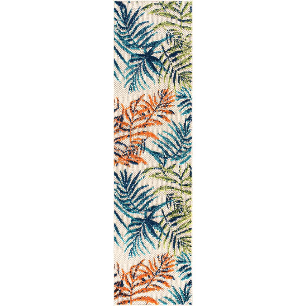 World Rug Gallery Bahama Palm Frond Floral Multi 2 ft. x 7 ft. Runner ...