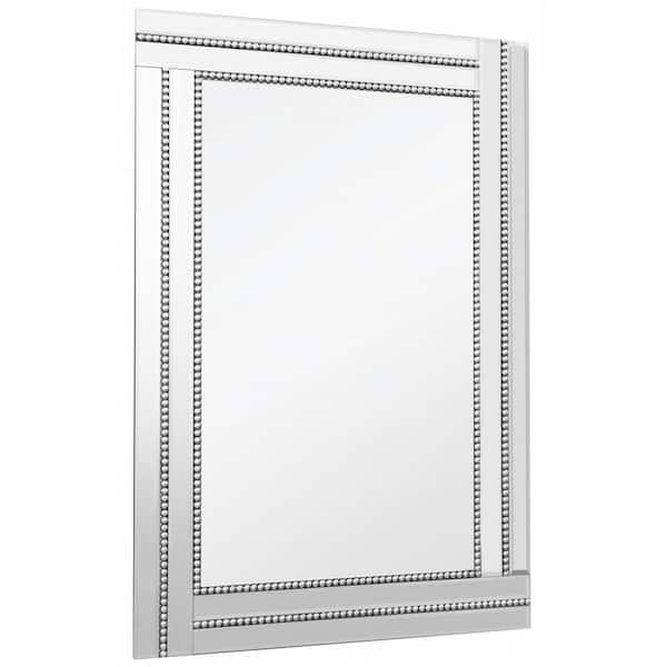 HomeRoots 24 in. W x 36 in. H Glass Silver Decorative Mirror