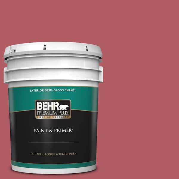 BEHR PREMIUM PLUS 5 gal. #BIC-33 Cinnamon Candle Semi-Gloss Enamel Exterior Paint & Primer