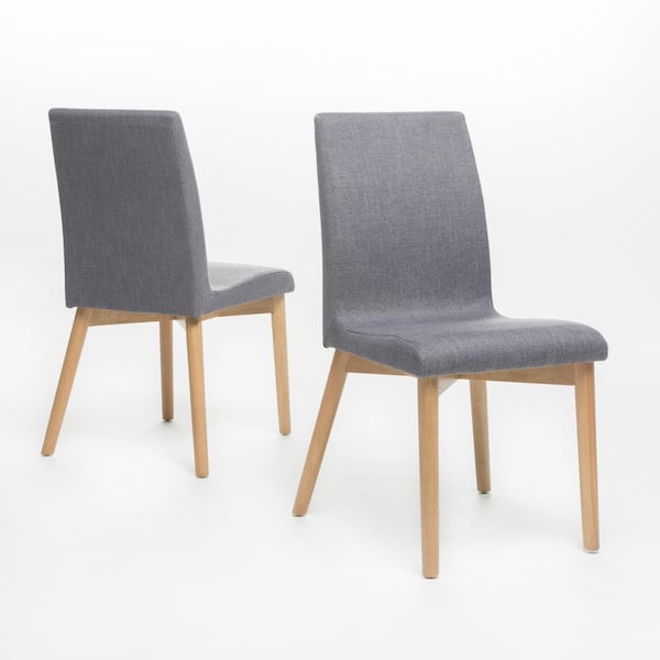 Noble House Orrin Dark Grey and Oak Dining Chairs (Set of 2)