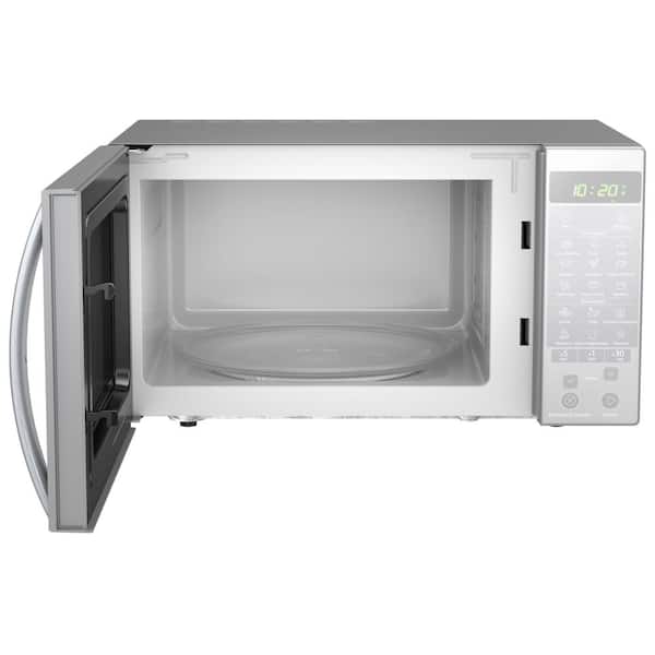 21 in. 1.1 cu. ft. Countertop Microwave in Silver with 1-Touch Cooking Option