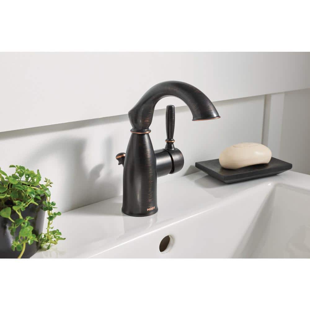 Mediterranean Bronze Single Hole Bathroom Faucet with Drain Assembly