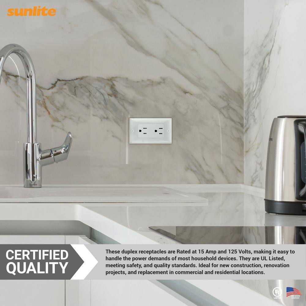 White Tamper Resistant Duplex Receptacle Outlet with Wall Plate