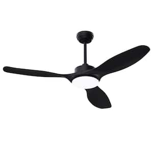 52 ft. LED Indoor/Outdoor Black ABS Finish Ceiling Fan with 1-Light and Remote Control