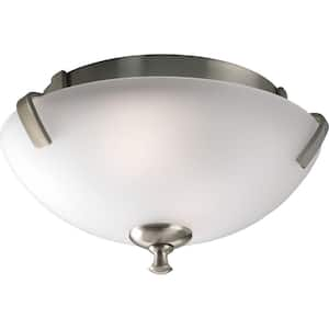 Wisten 14 in. 2-Light Brushed Nickel Flush Mount with Etched Glass