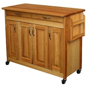 Natural Kitchen Cart With Butcher Block Top