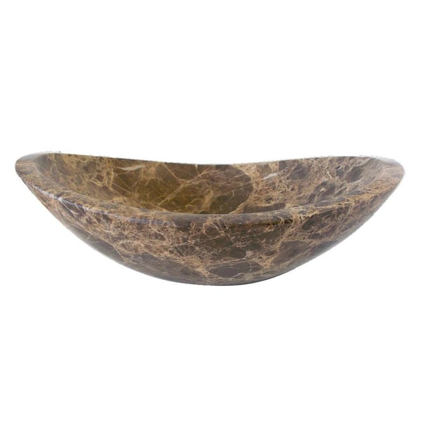 Stone Canoe Vessel Sink in Honed Dark Emperador Marble