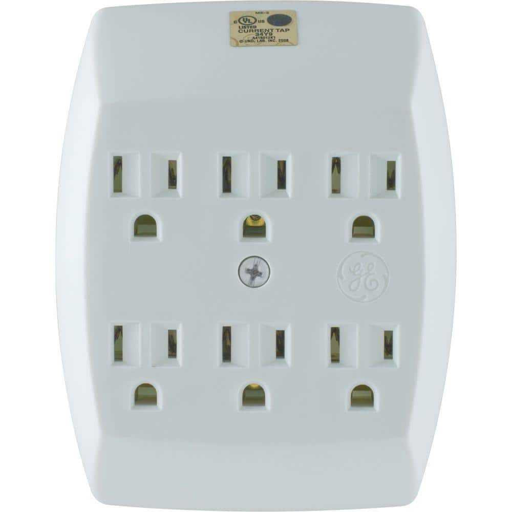 GE 6-Outlet Grounded In-Wall Adapter, White 54947 - The Home Depot