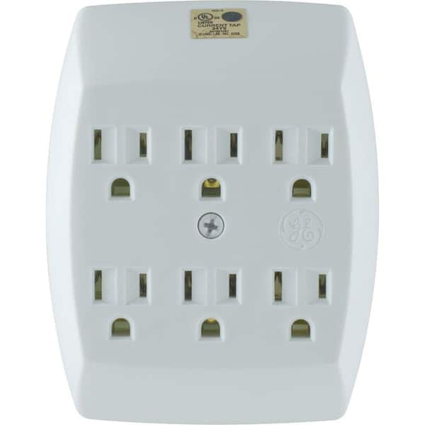 GE 6-Outlet Grounded In-Wall Adapter, White