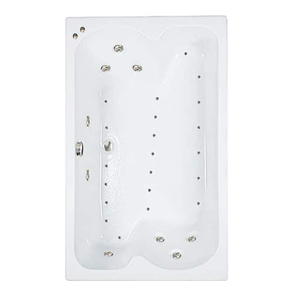 Comfortflo 60 in. x 43 in. Acrylic Rectangular Drop-in Whirlpool and Air Bathtub with Center Drain in Biscuit