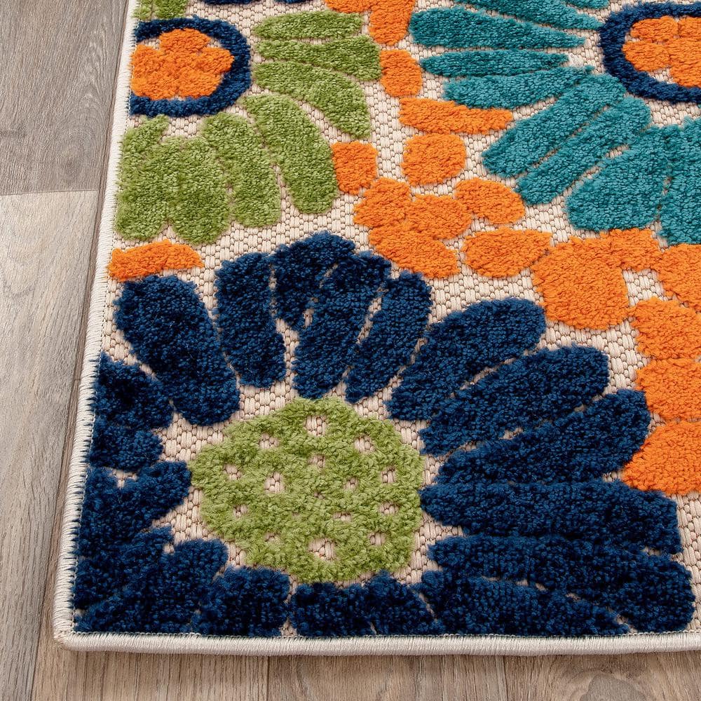 Palermo Multi-Color Floral Synthetic 5' x 7' Indoor/Outdoor Rug