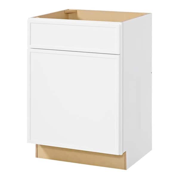Leyton 24 in. W x 21 in. D x 34.5 in. H Ready to Assemble Plywood Slim Shaker Bath Sink Base Cabinet in Alpine White