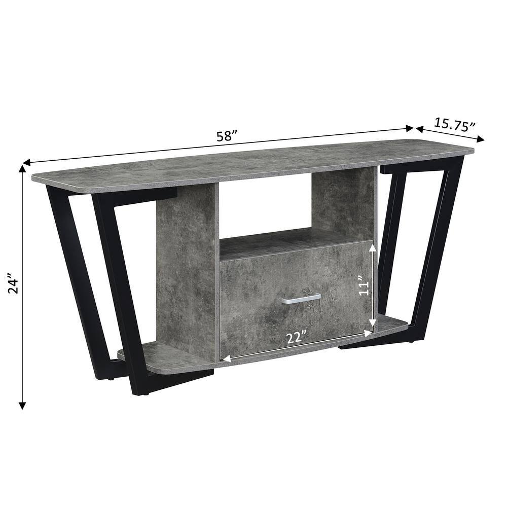 Urban Loft 58" Cement and Black Industrial TV Stand with Storage