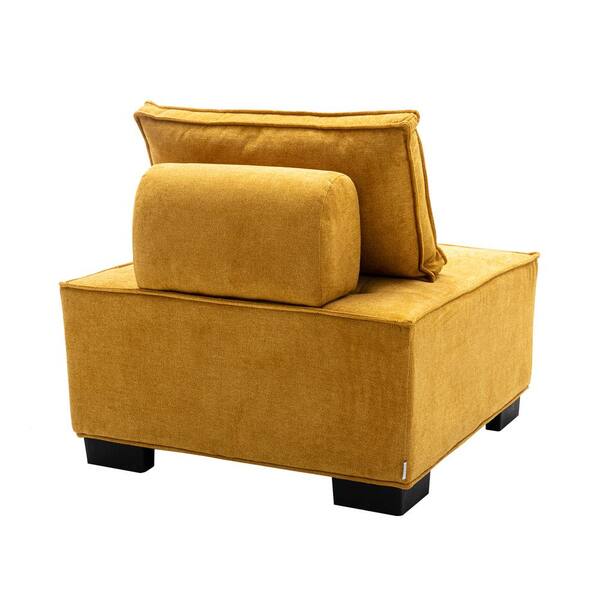 Magic Home 30.41 in. Modular Square Floor Couch Ottoman Poly Fabric Accent Small Sofa Coffee Table with Removable Pillows, Yellow