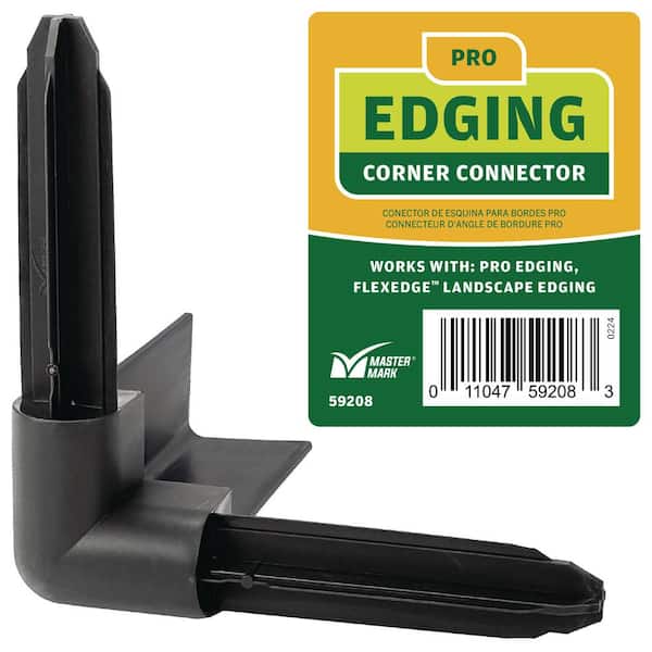 Master Mark 5.5 in. x 5.5 in. Black Pro/ZipEdge/Lifetime Plastic Edging 90° Corner Coupler
