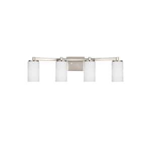 Hettinger 29 in. 4-Light Brushed Nickel Transitional Contemporary Wall Bathroom Vanity Light with LED Bulbs