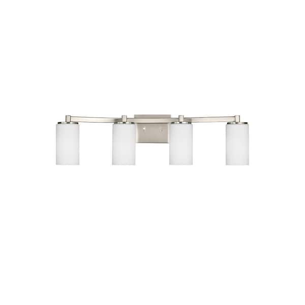 Generation Lighting Hettinger 29 in. 4-Light Brushed Nickel Transitional Contemporary Wall Bathroom Vanity Light with LED Bulbs