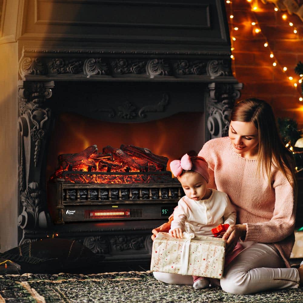 Bronze 26" WiFi Infrared Quartz Electric Fireplace Log Heater