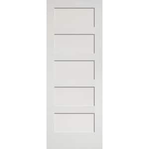 36 in. x 80 in. 5 Panel Solid Core White Primed Smooth MDF Interior Door Slab