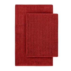 Sheridan Chili Pepper Red 21 in. x 34 in. Washable Bathroom 2-Piece Rug Set