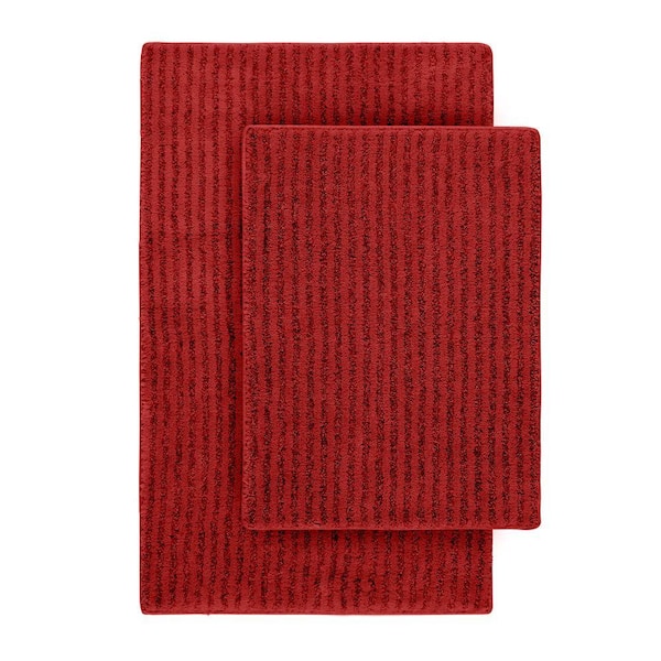 Garland Rug Sheridan Chili Pepper Red 21 in. x 34 in. Washable Bathroom 2-Piece Rug Set