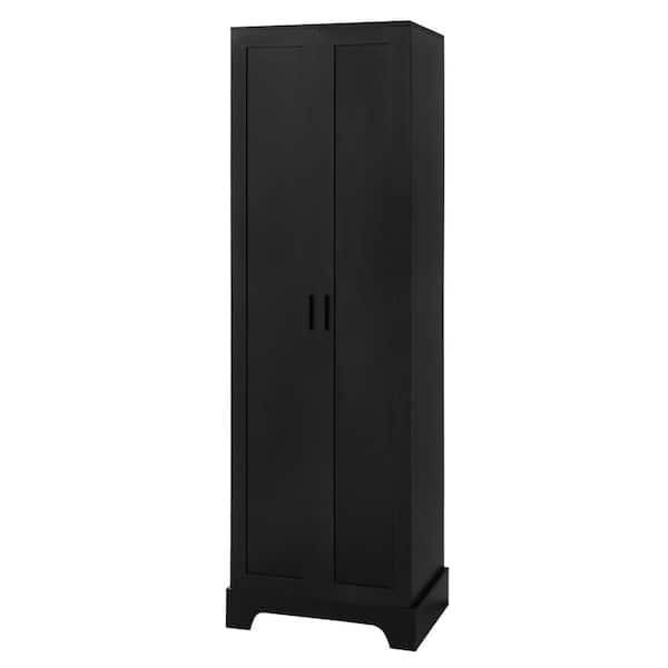 Tatahance 23.3 in. W x 16.9 in. D x 71.2 in. H Black MDF Board Freestanding Storage Linen Cabinet with Adjustable Shelf