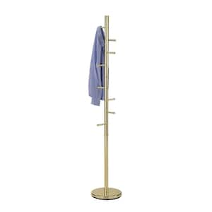 SignatureHome Brass Finish Material Metal Pevensey Coat And Hat Rack With Number of Hooks 8 Size: 12"W x 12"L x 69" H