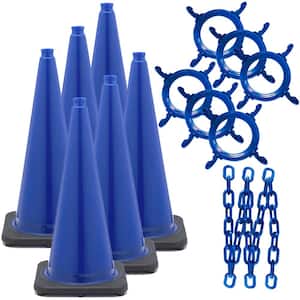 28 in. Blue Traffic Cone and Chain Kit