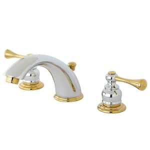 Vintage 8 in. Widespread Double Handle Bathroom Faucet in Polished Brass