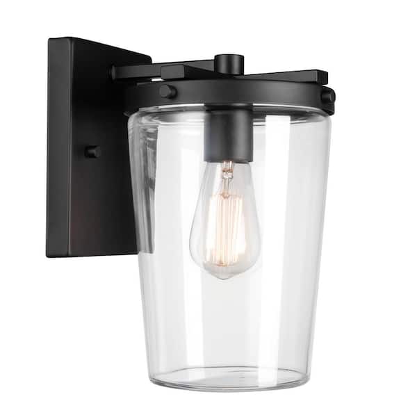 Globe Electric Dark Bronze Vintage Indoor/Outdoor 1-Light Wall Sconce with Clear Glass Shade, Bulb Included