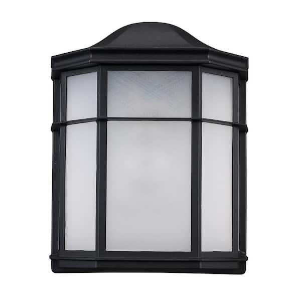 Bel Air Lighting Andrews Black LED Outdoor Pocket Wall Light Fixture with Frosted Acrylic Shade