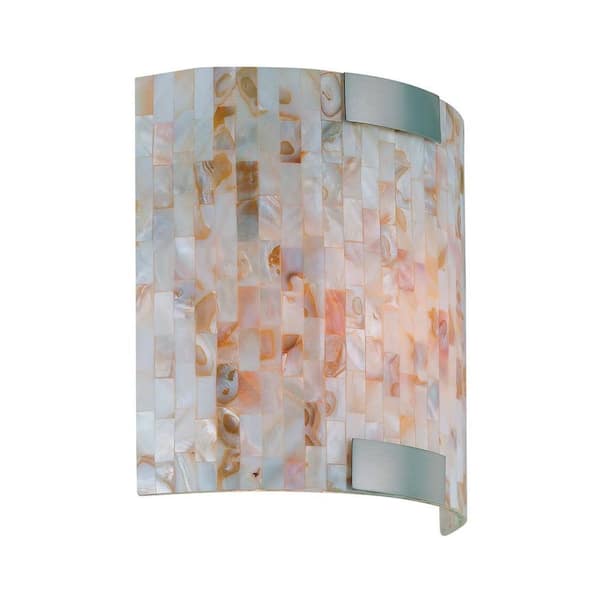 Illumine Ramona 1-Light Steel Sconce with Mosaic Design Shell Shade