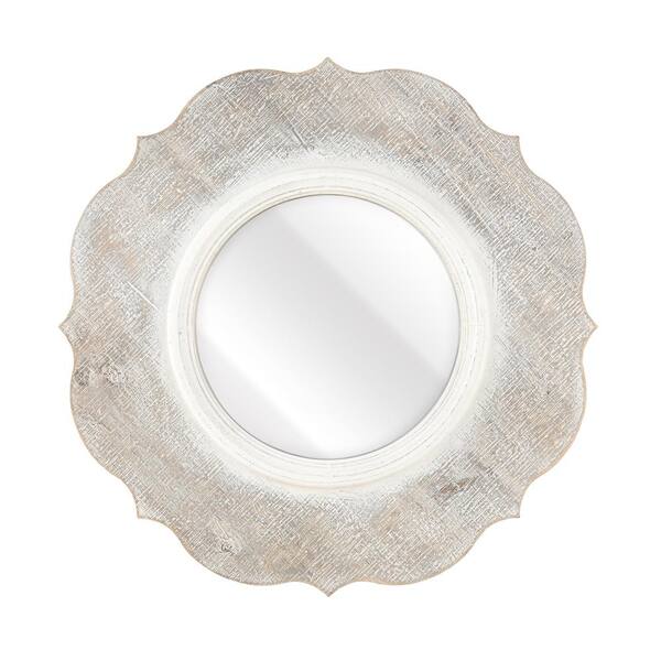 Unbranded Butterfield 23.5 in. W x 23.5 in. H Wood Whitewash Wall Mirror