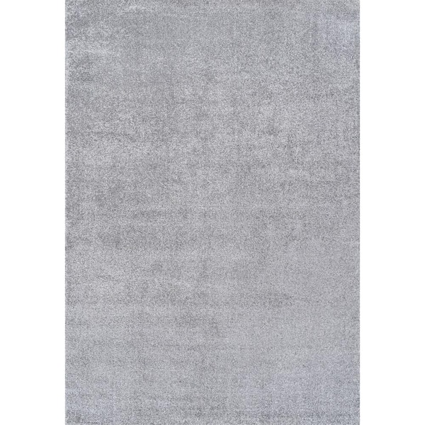 Photo 1 of  Solid Low-Pile Gray 8 ft. x 10 ft. Area Rug