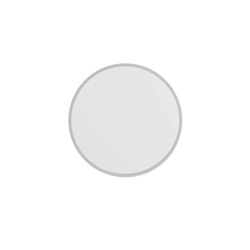 20" Round Silver Metal Wall Mirror