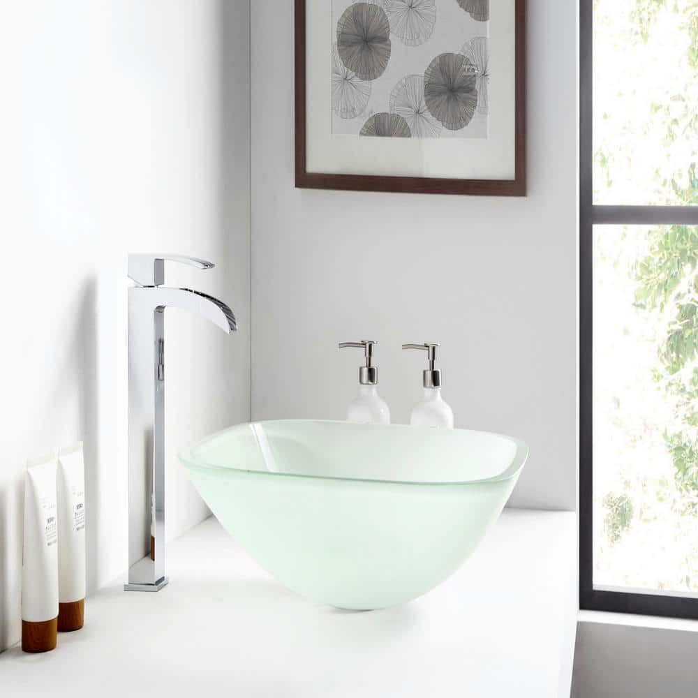 Frosted Glass Square Above-Counter Vessel Sink