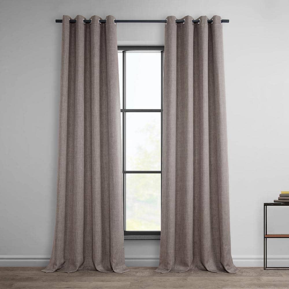 Exclusive Fabrics & Furnishings Mink Faux Linen Grommet Room Darkening  Curtain - 50 in. W x 84 in. L (1 Panel) BOC-LN18511-84G - The Home Depot