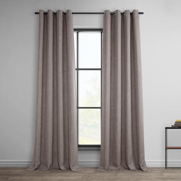 Exclusive Fabrics & Furnishings Mink Faux Linen Grommet Room Darkening Curtain - 50 in. W x 84 in. L (1 Panel)