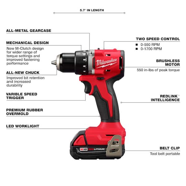 Milwaukee M18 18V Lithium-Ion Brushless Cordless Tool Combo Kit (4