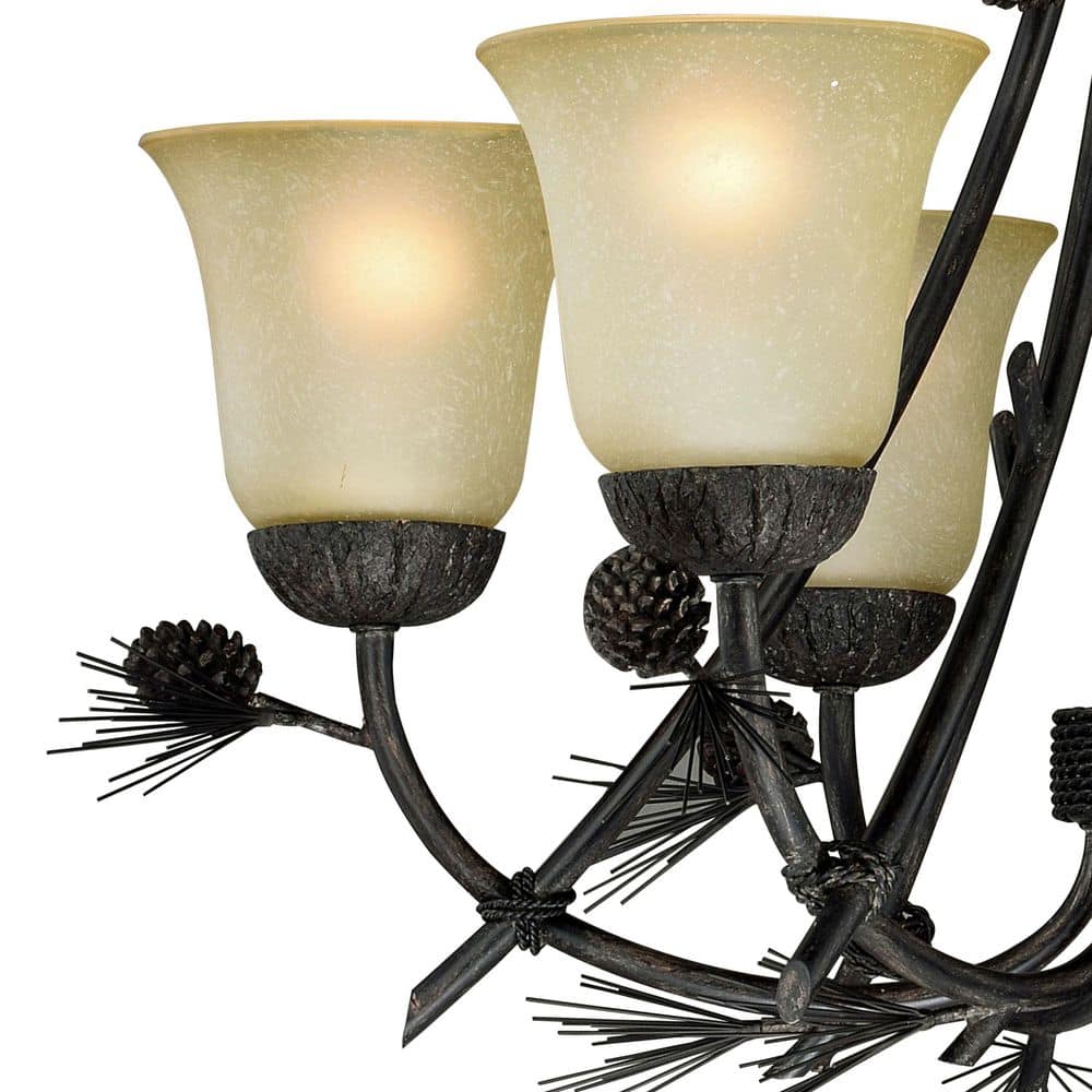 Sierra 31" Bronze Rustic Chandelier with Frosted Glass