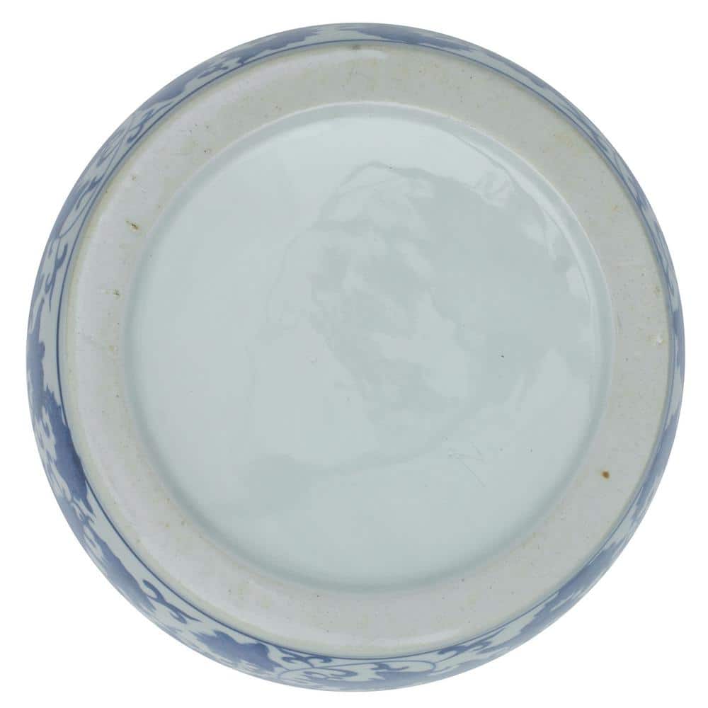 10" Blue and White Porcelain Floral Ginger Jar