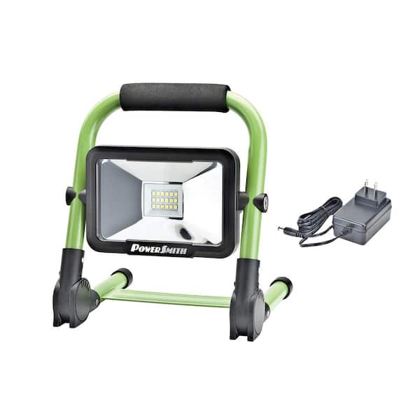 PowerSmith 900 Lumen Weatherproof Rechargeable Lithium-ion Foldable LED Work Light with 4 Modes, Stand, Charger and USB