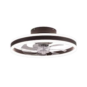 20 in. Brown Modern Round Indoor Simple Creative Integrated LED Ceiling Fan with Remote Control