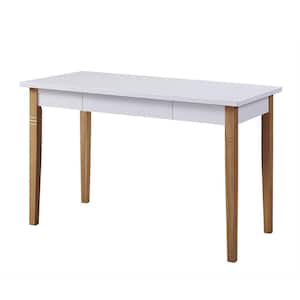 47.64 in. Rectangle White MDF 1 Drawer Computer Desk with Straight Legs