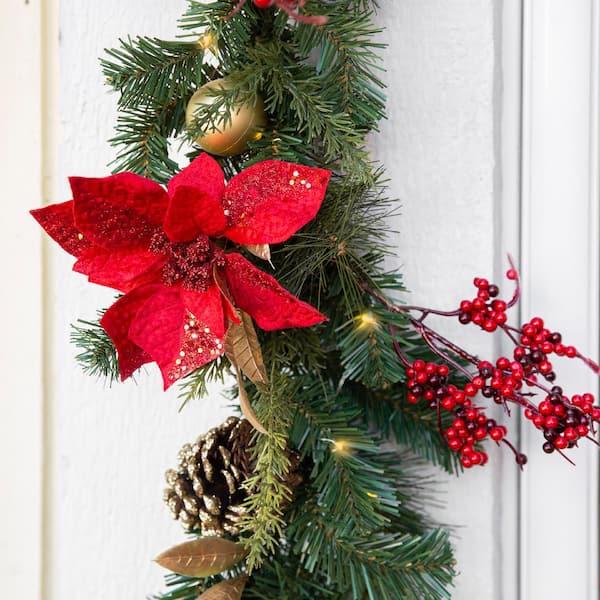 6 ft. Artificial Christmas Garland Pre-Lit Xmas Pine Fireplace Wreath Stairs Door
