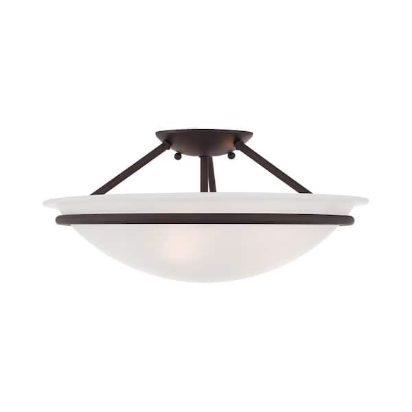 AVIANCE LIGHTING Walcott 16 in. 3-Light Bronze Semi Flush Mount