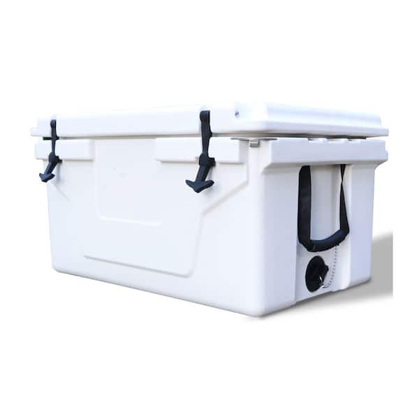 Huluwat 65 qt. Outdoor Chest Cooler in White, Fish Ice Chest Box