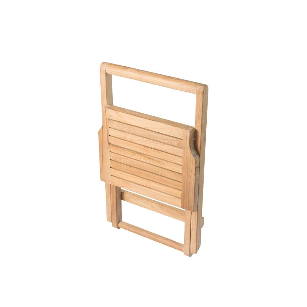 Fiji 16'' Teak Wood Folding Shower Bench with Brass Handle