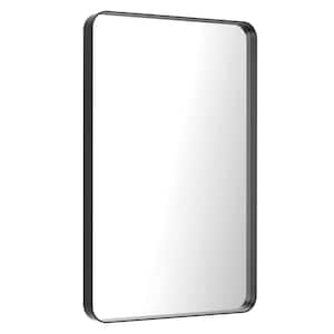 16 in. W x 24 in. H Rectangular Framed French Cleat Wall Mounted Tempered Glass Bathroom Vanity Mirror in Matte Black